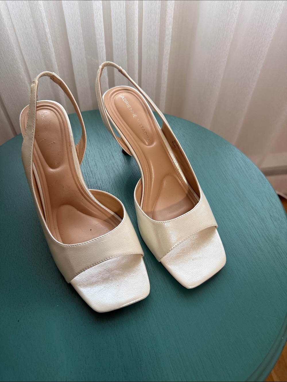 Adrienne Vittadini Ivory Slingback Square-Toe Heels